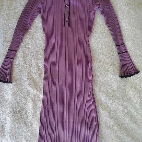 GRACE KARIN Long Sleeve Sweater Dress Button Knit Slim Fit Casual V Neck Bodycon - Picture 6 of 8